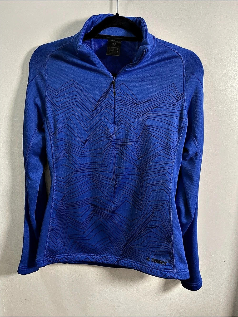Adidas Terrex Blue Geometric Quarter Zip Pullover S